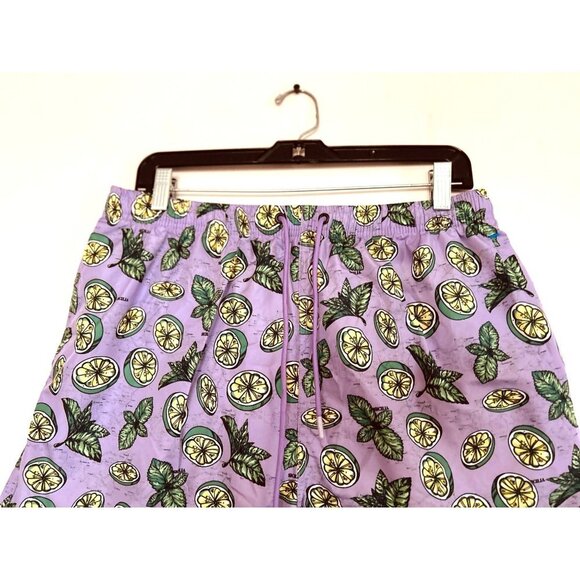 Warren Webber Swim Trunks Lemons Purple Background Drawstring Back Pocket Size 2 - Picture 6 of 8